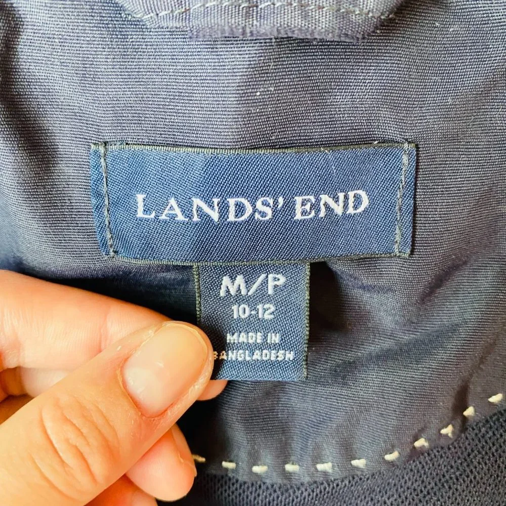 Lands End Kids Full Zip Hoodie Outdoor Windbreaker‎ Jacket Size M/P (10-12)